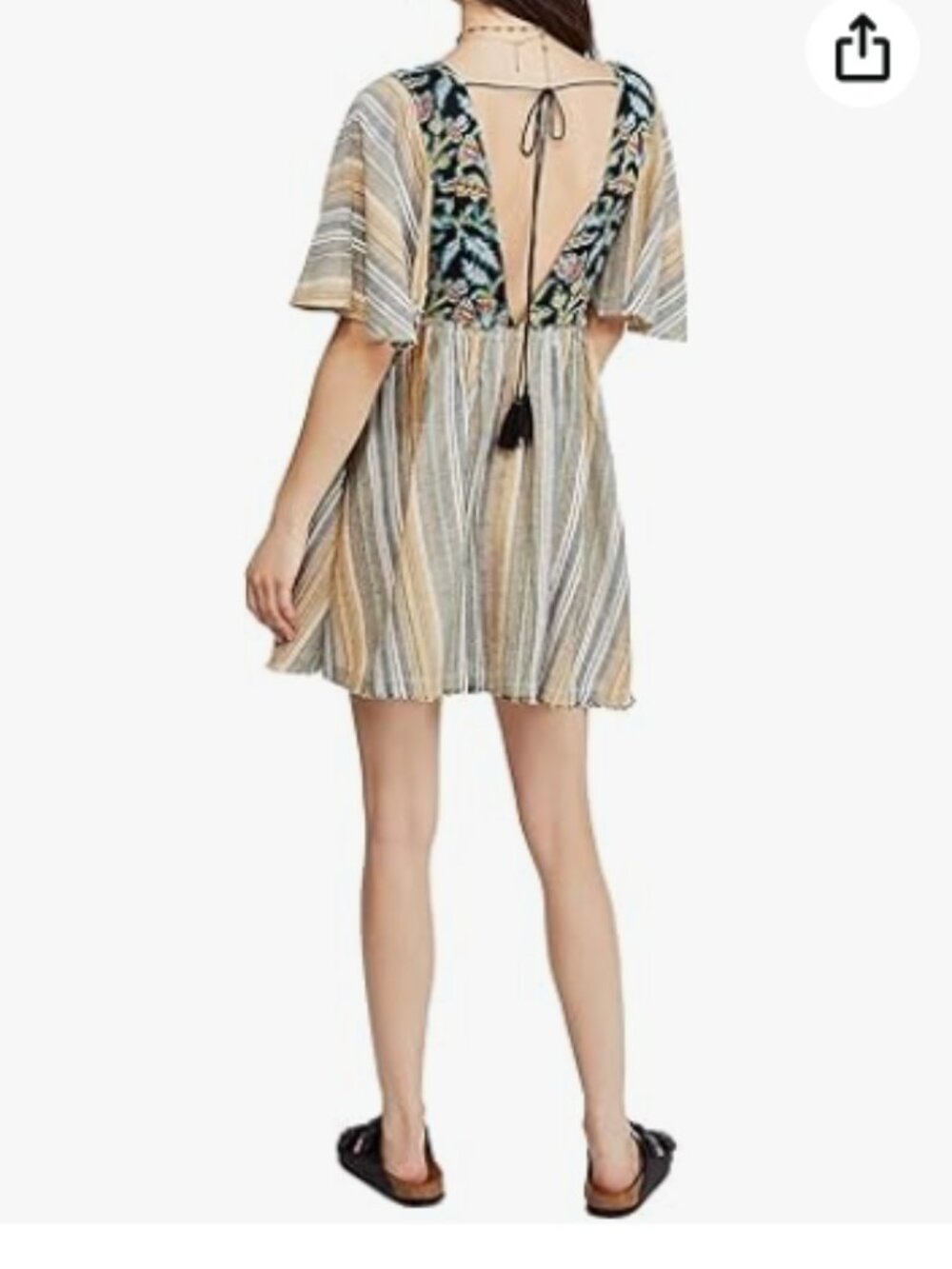 Free People Mixed Print Peasant Blouse in Black, Green, Cream - Picture 11 of 12